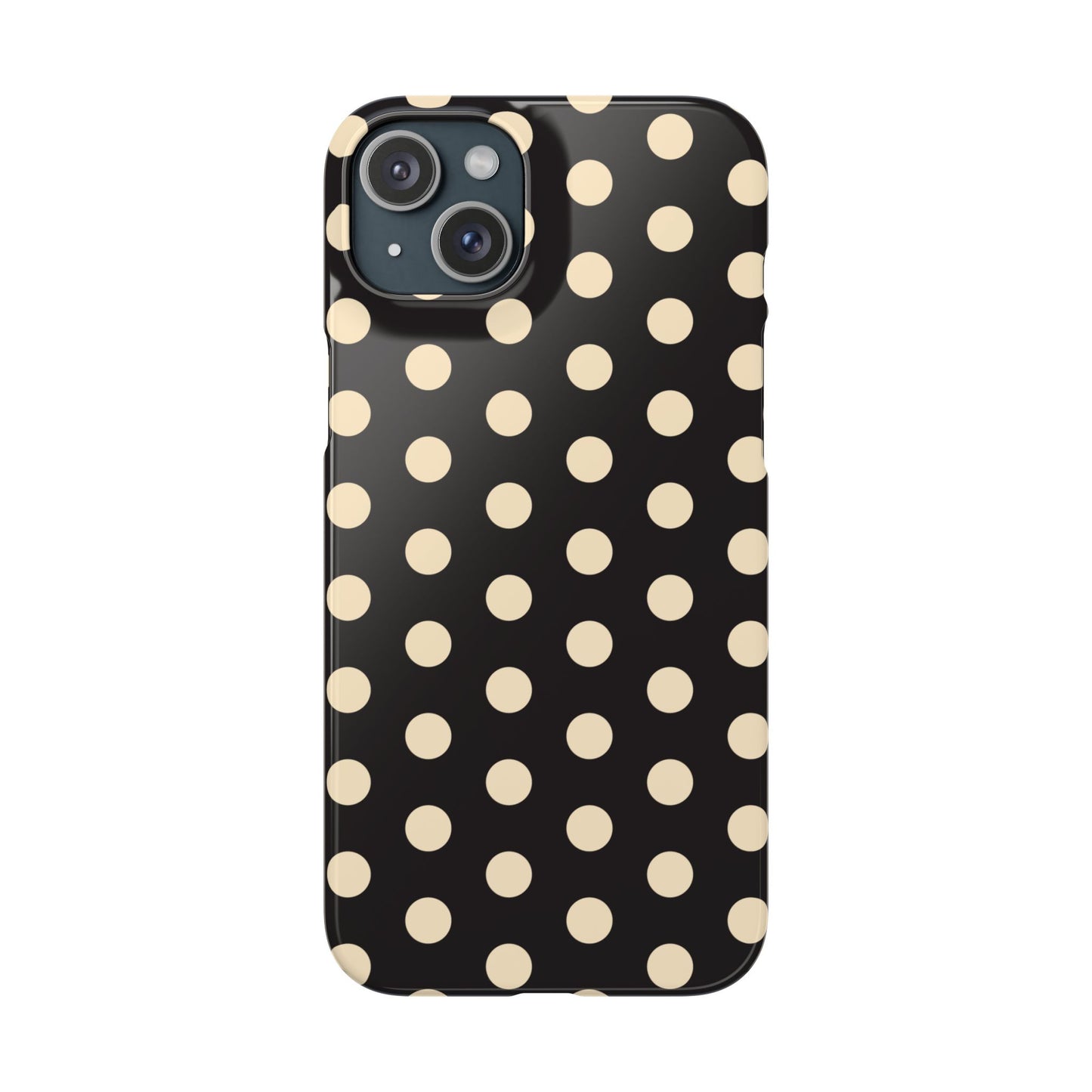 Polka Dot Snap Phone Case — Classic Black & Cream Retro Dots