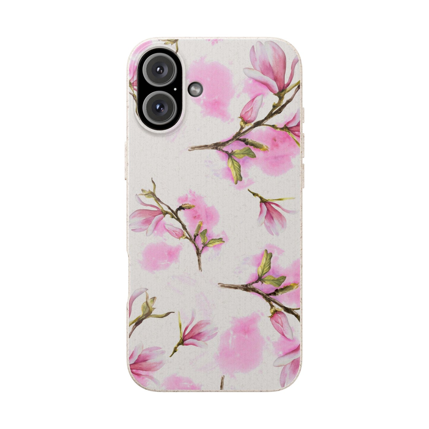 Biodegradable Phone Case — Pink Magnolia Floral Eco Phone Cover for Apple iPhone and Samsung Galaxy.
