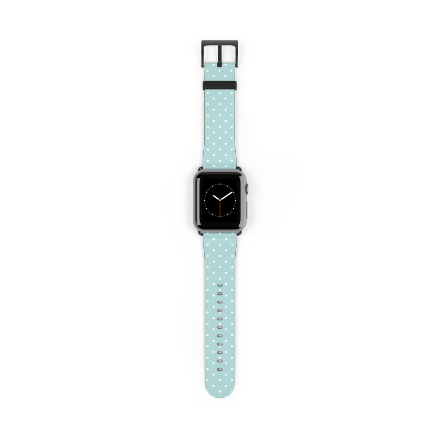 apple watch band in mint green with white polka dots, cute pastel everyday watch strap for women