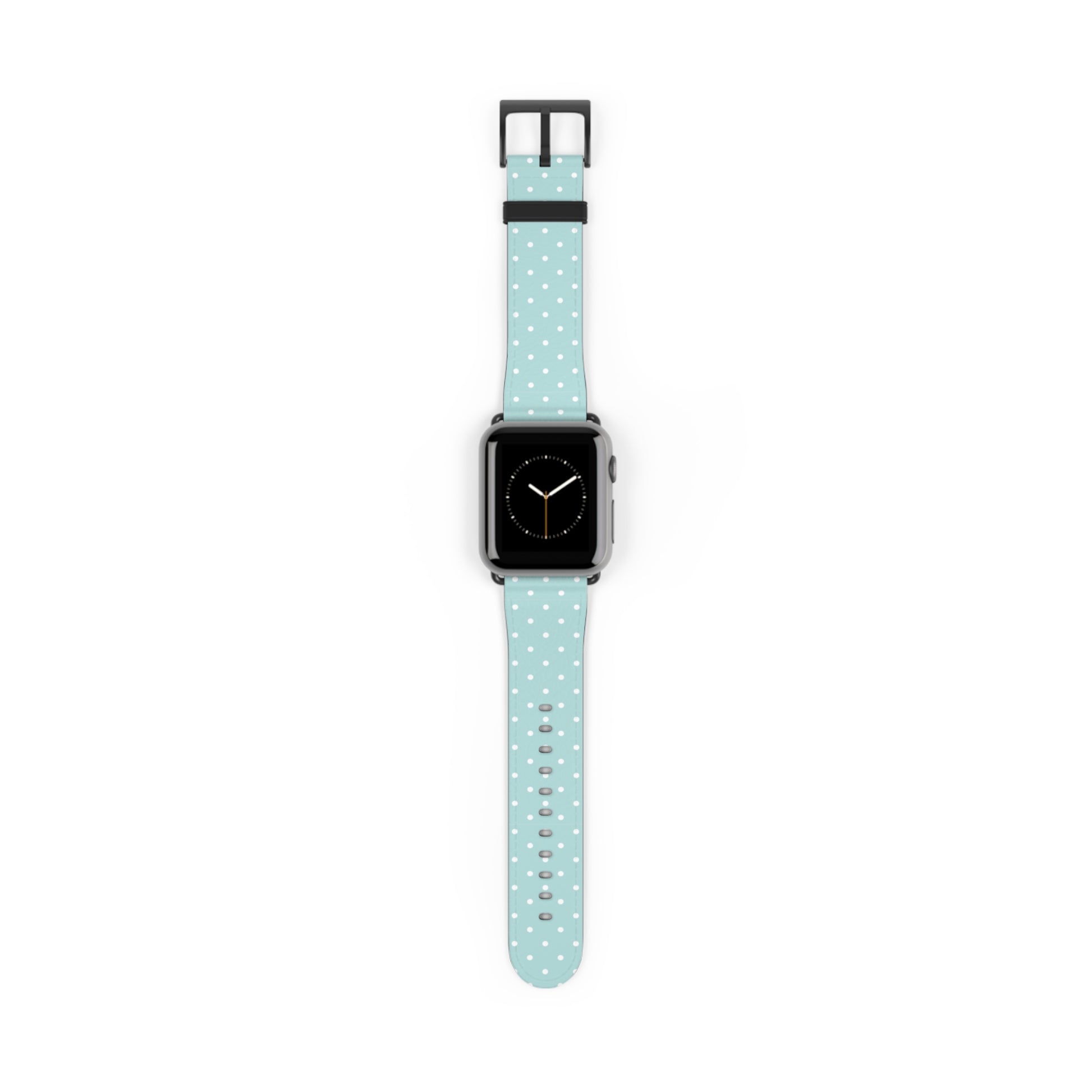 apple watch band in mint green with white polka dots, cute pastel everyday watch strap for women