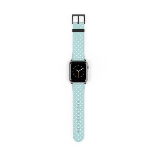 apple watch band in mint green with white polka dots, cute pastel everyday watch strap for women
