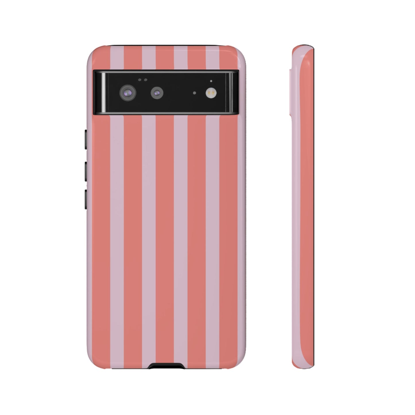 Pink Striped Tough Phone Case — Durable Protective Cover