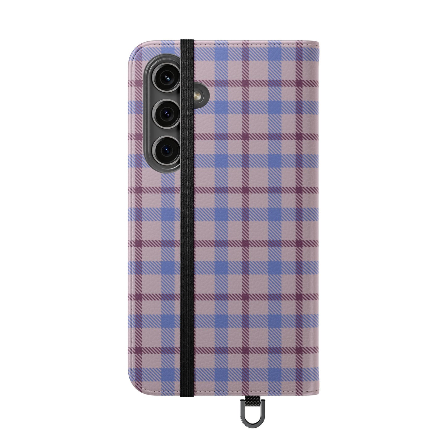 Tartan Flip Phone Case — Blue & Purple Plaid Wallet Cover