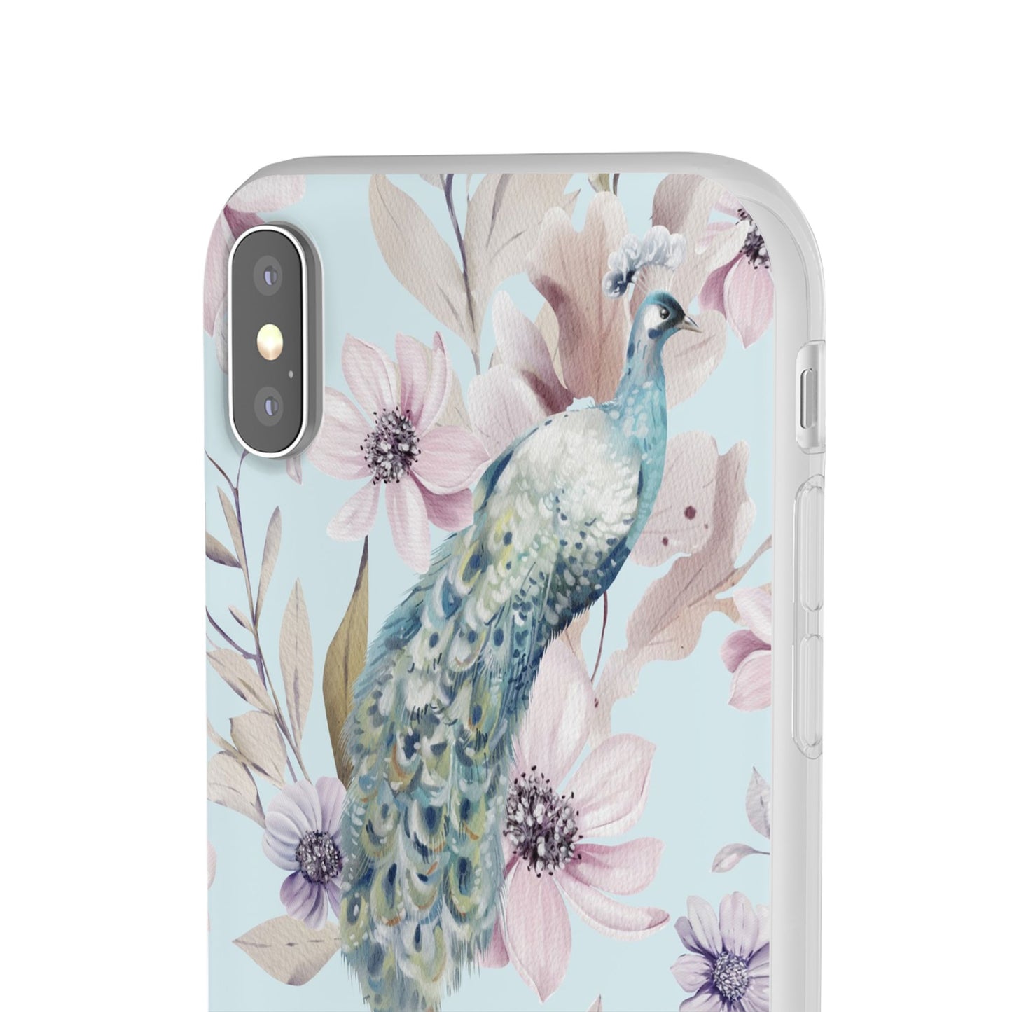 Peacock Floral Phone Case — Pastel Watercolor Bird Slim Case