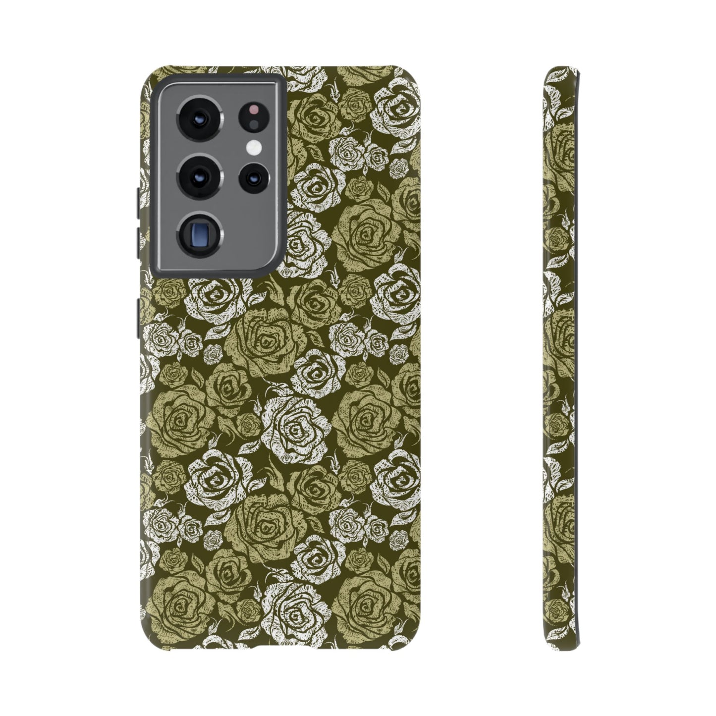 Floral Olive Rose Pattern Tough Phone Case