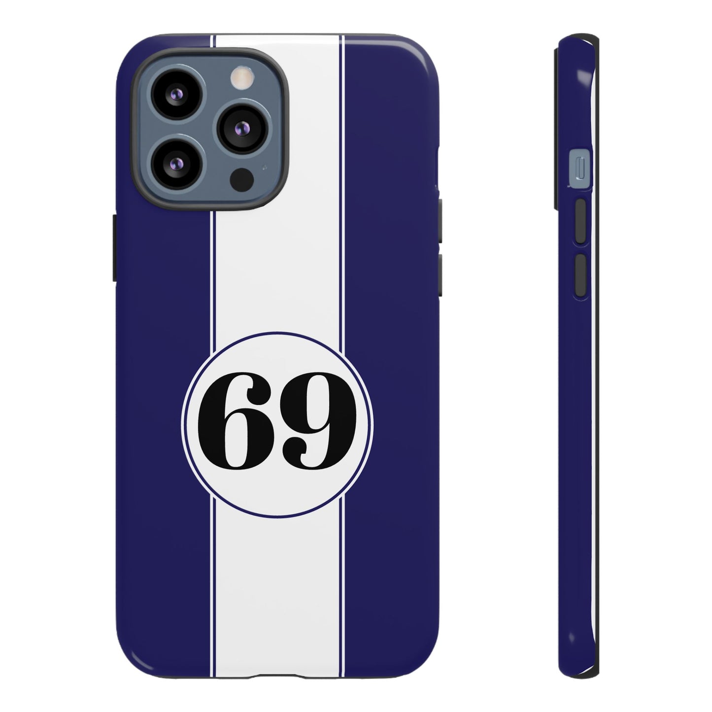 Custom Number Racing Stripe Tough Phone Case for Apple iPhone, Samsung Galaxy and Google Pixel.