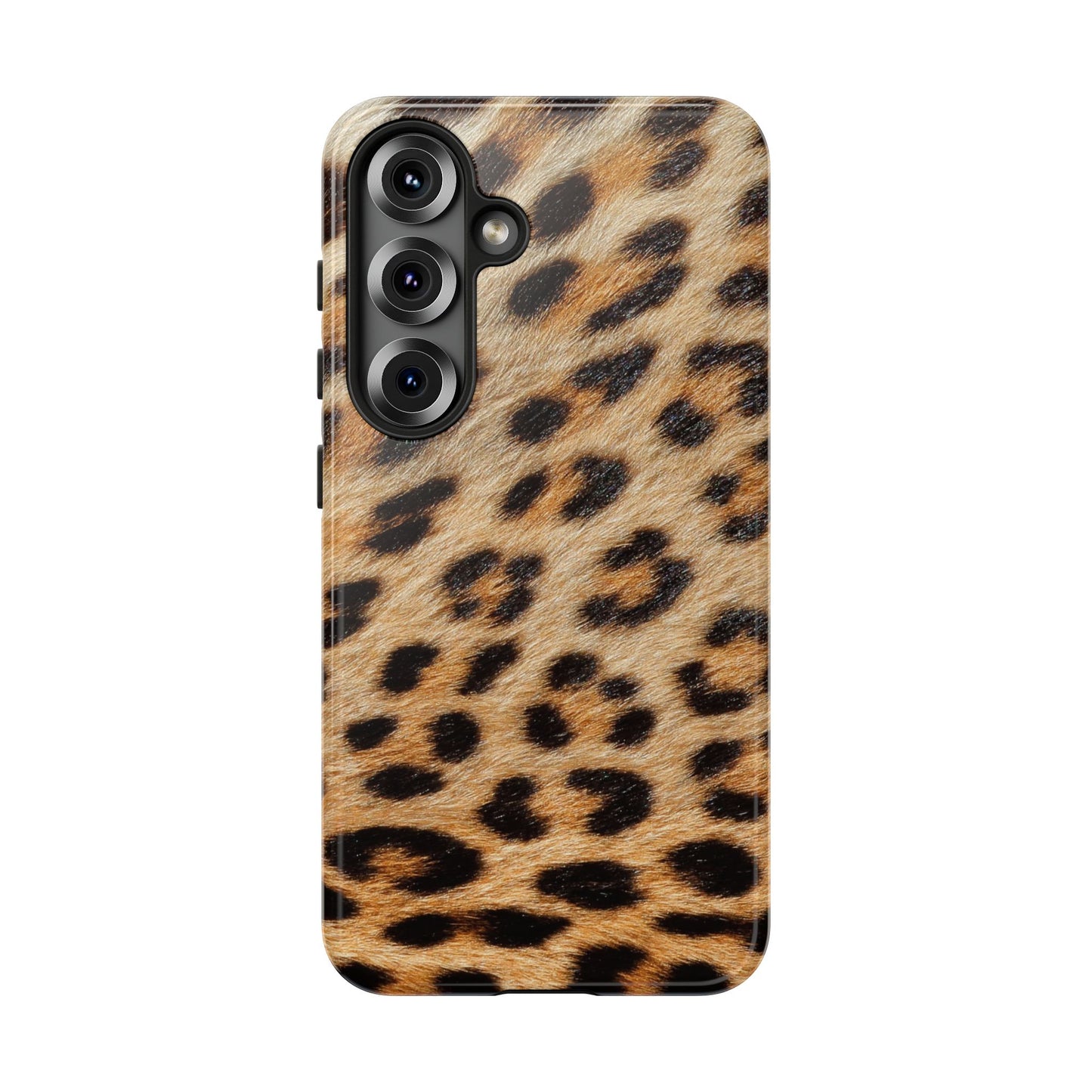 Leopard Print Tough Phone Case — Durable Protective Case with Wild Animal Fur Design