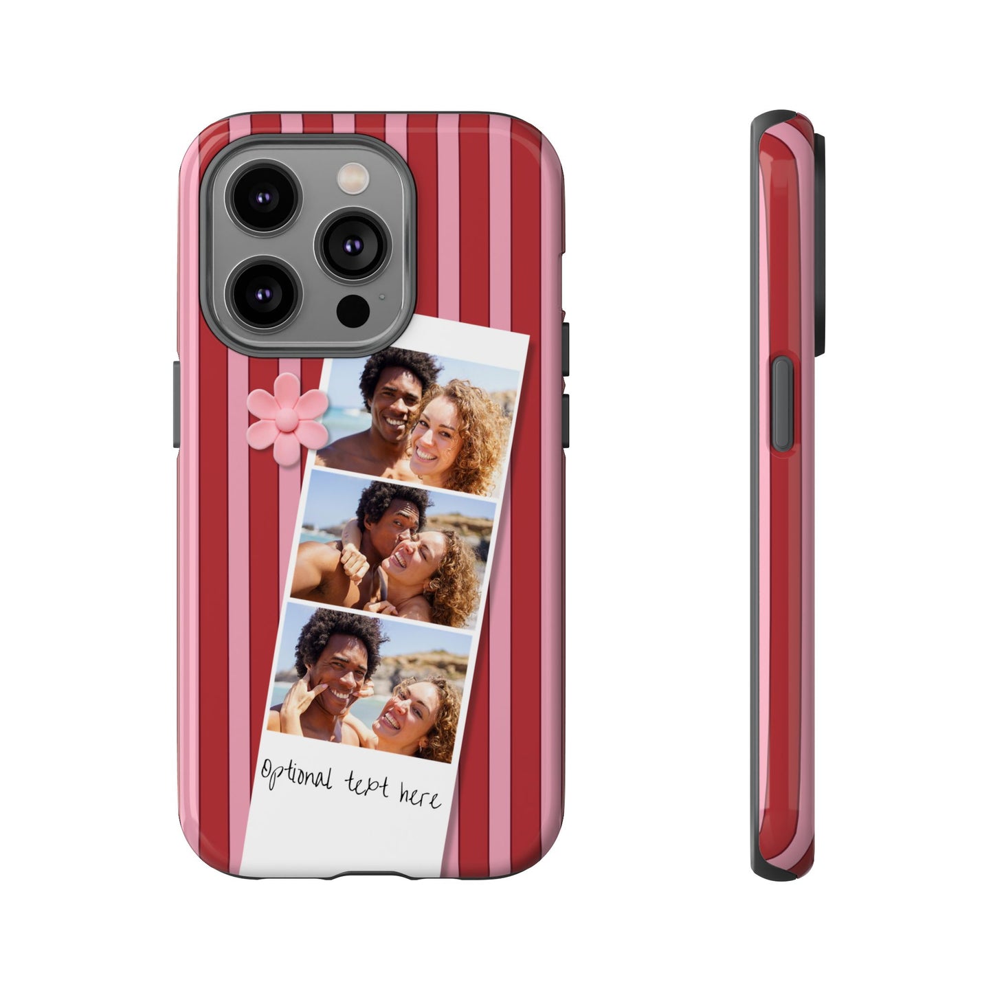 Customisable Three Photo Personalised Collage Tough Phone Case for Apple iPhone, Samsung Galaxy and Google Pixel.