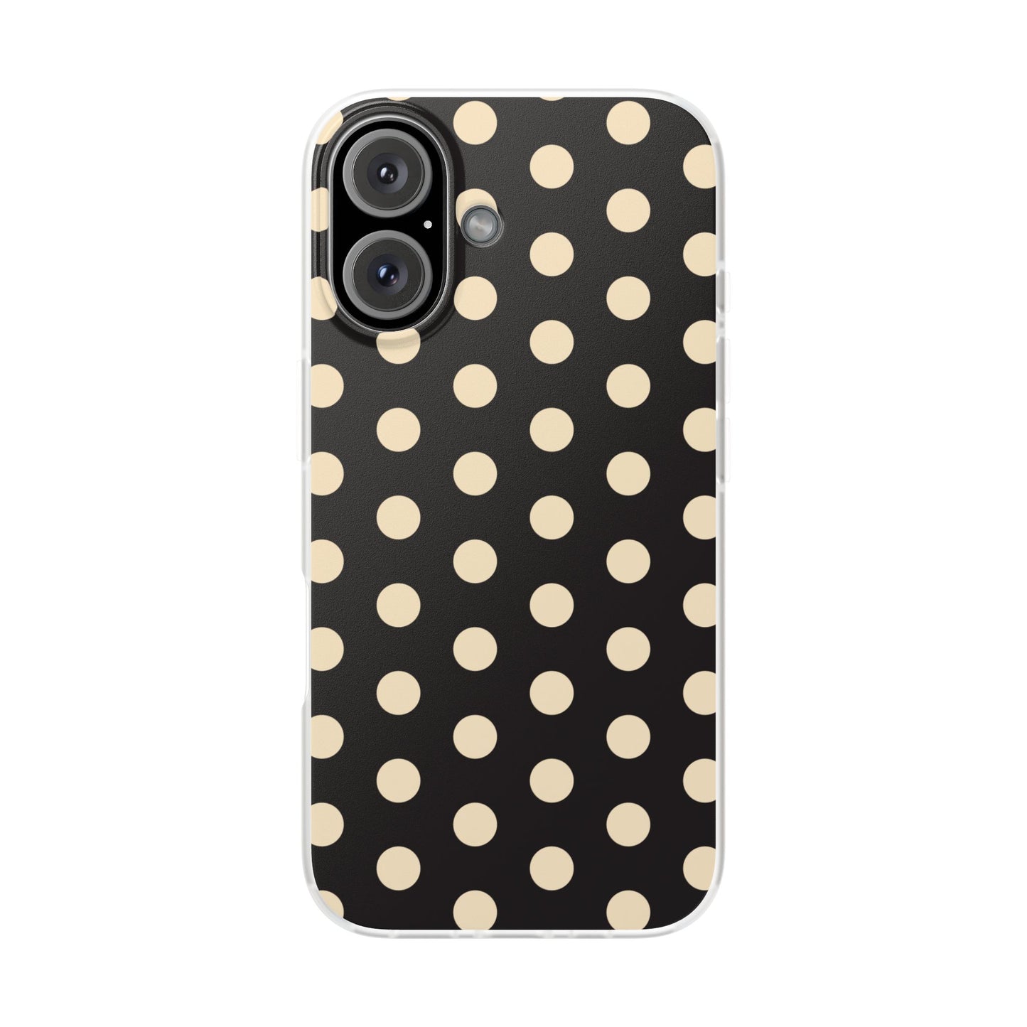Black & Cream Retro Polka Dot Flexi Case for Apple iPhone, Samsung Galaxy.