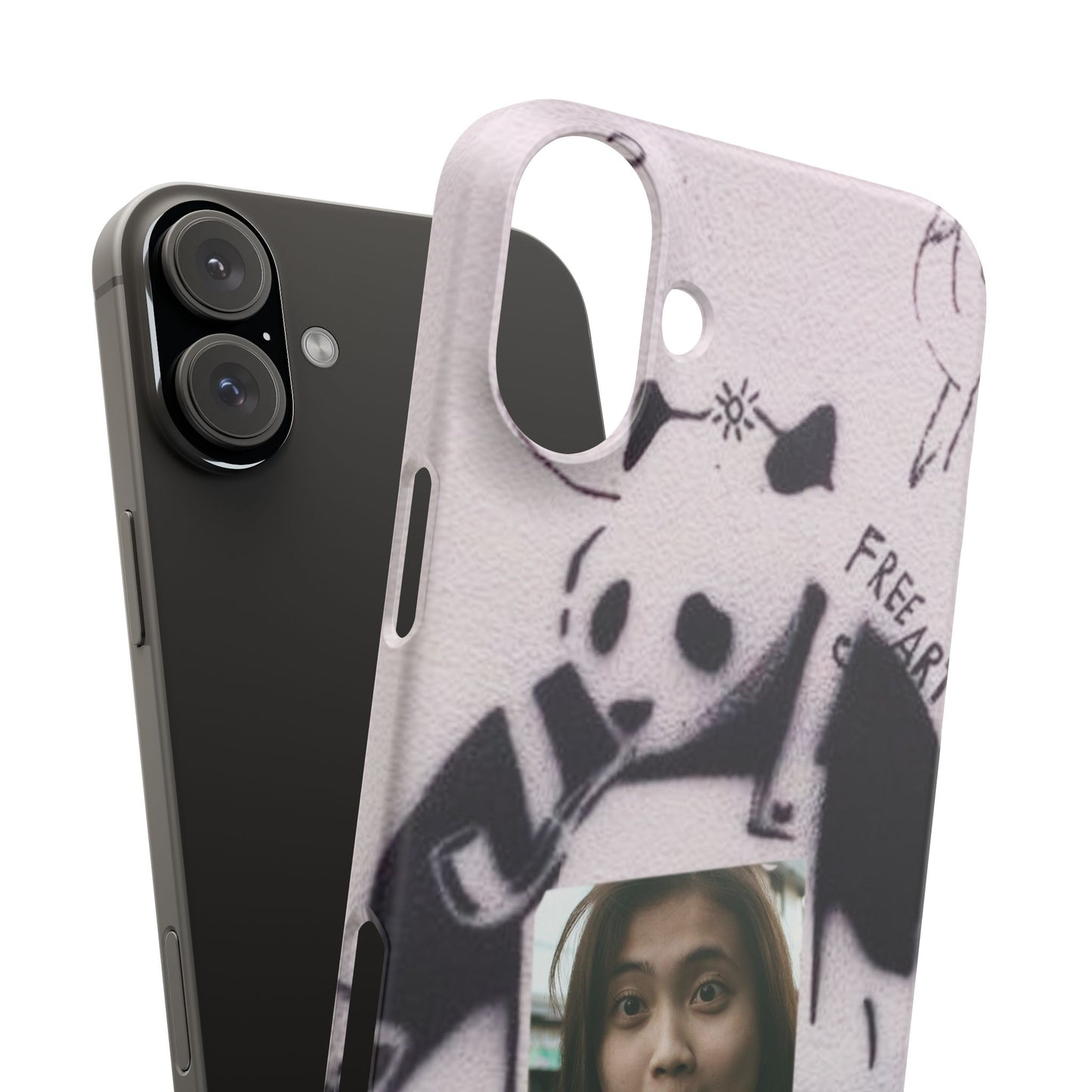 Single Image Personalised Panda Stencil Slim Phone Case for Apple iPhone, Samsung Galaxy and Google Pixel.