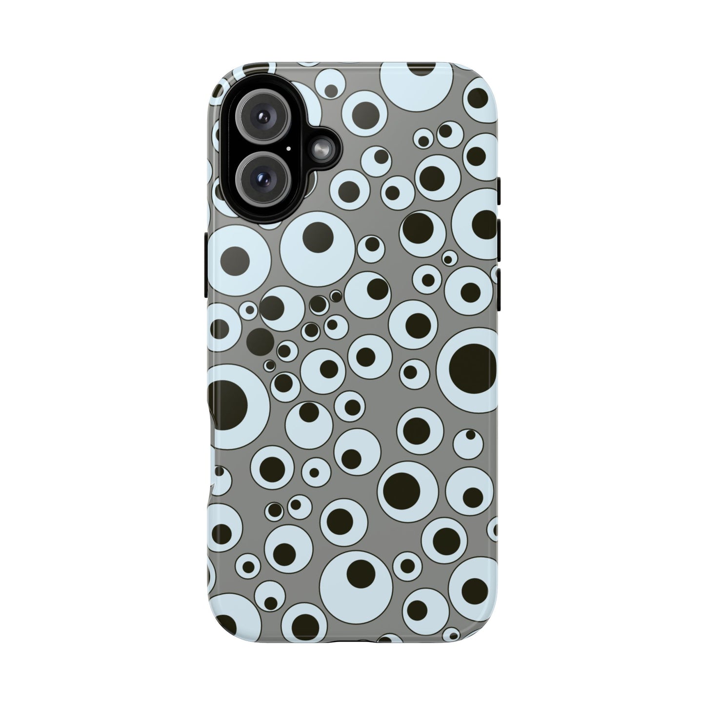 Bubble Pattern Tough Phone Case – Grey Retro Polka-Dot Design