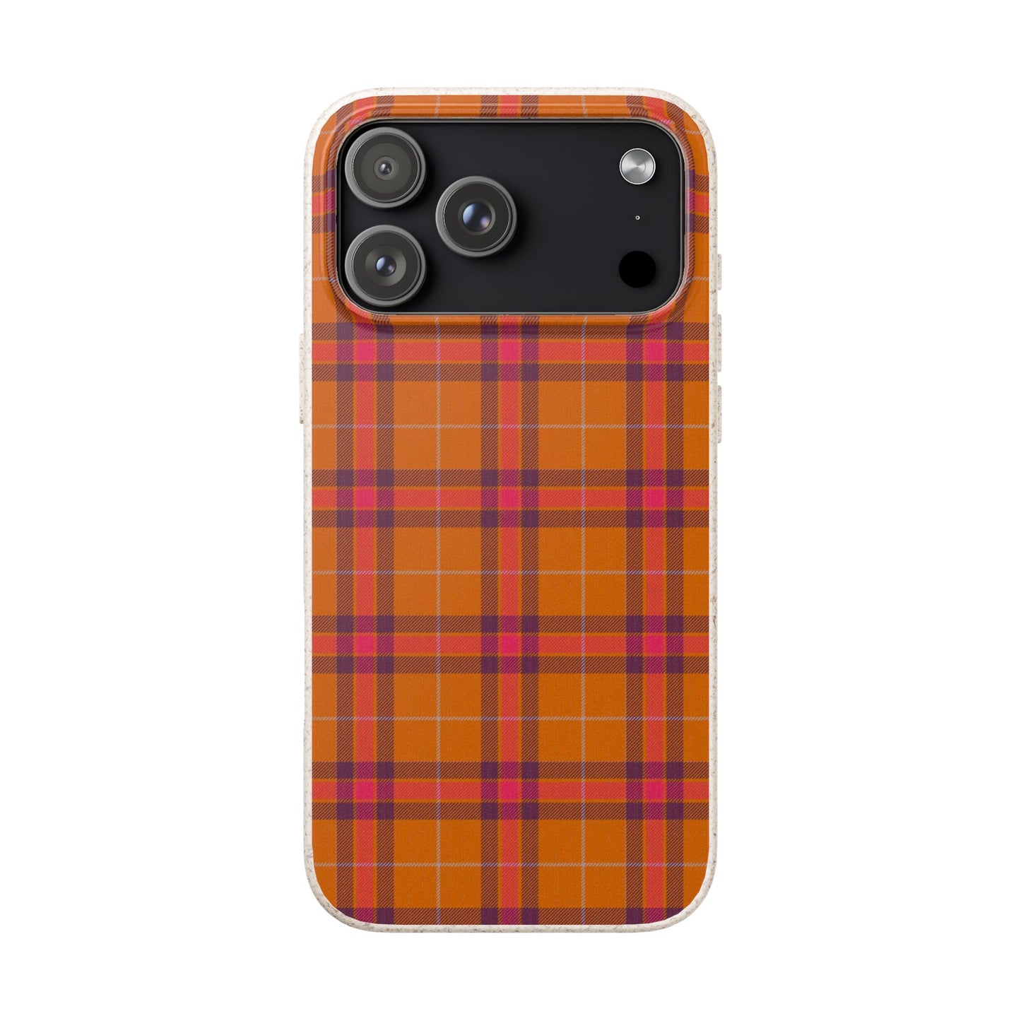 Biodegradable Autumn Orange Plaid Eco-Friendly Phone Cover for Apple iPhone and Samsung Galaxy.