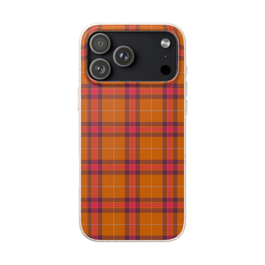 Biodegradable Autumn Orange Plaid Eco-Friendly Phone Cover for Apple iPhone and Samsung Galaxy.