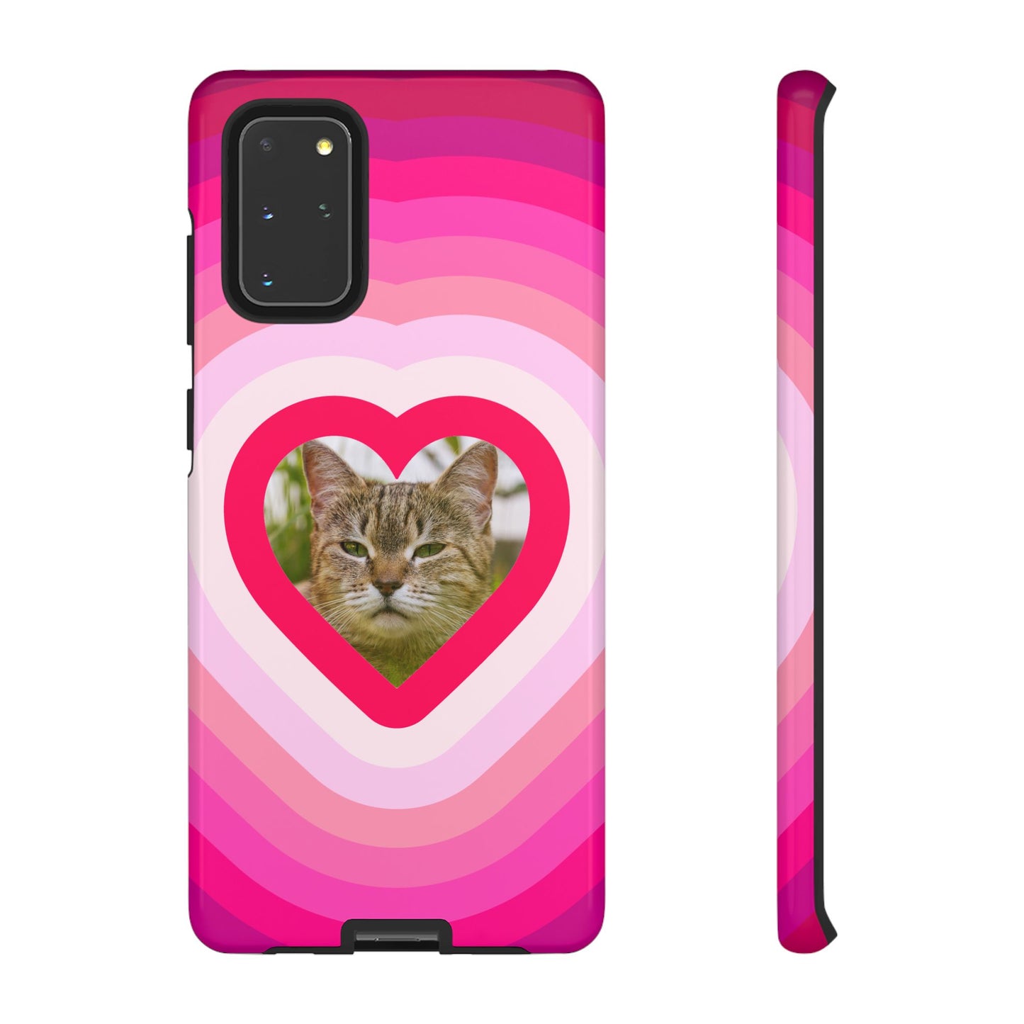 Single Image Personalised  Heart Photo Phone Case – Pink Gradient Love Tough Case for Apple iPhone, Samsung Galaxy and Google Pixel.