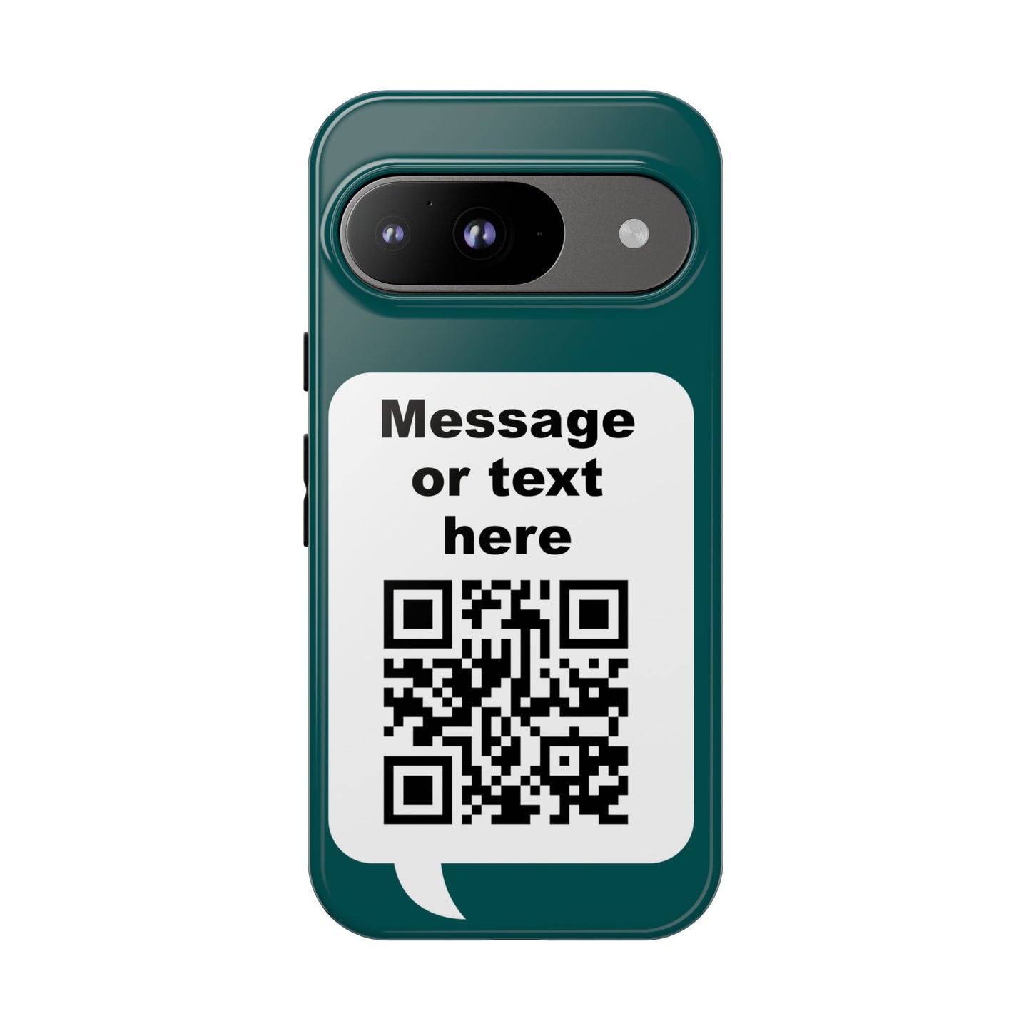 Custom QR Code Tough Phone Case — "Custom text" Contact Case