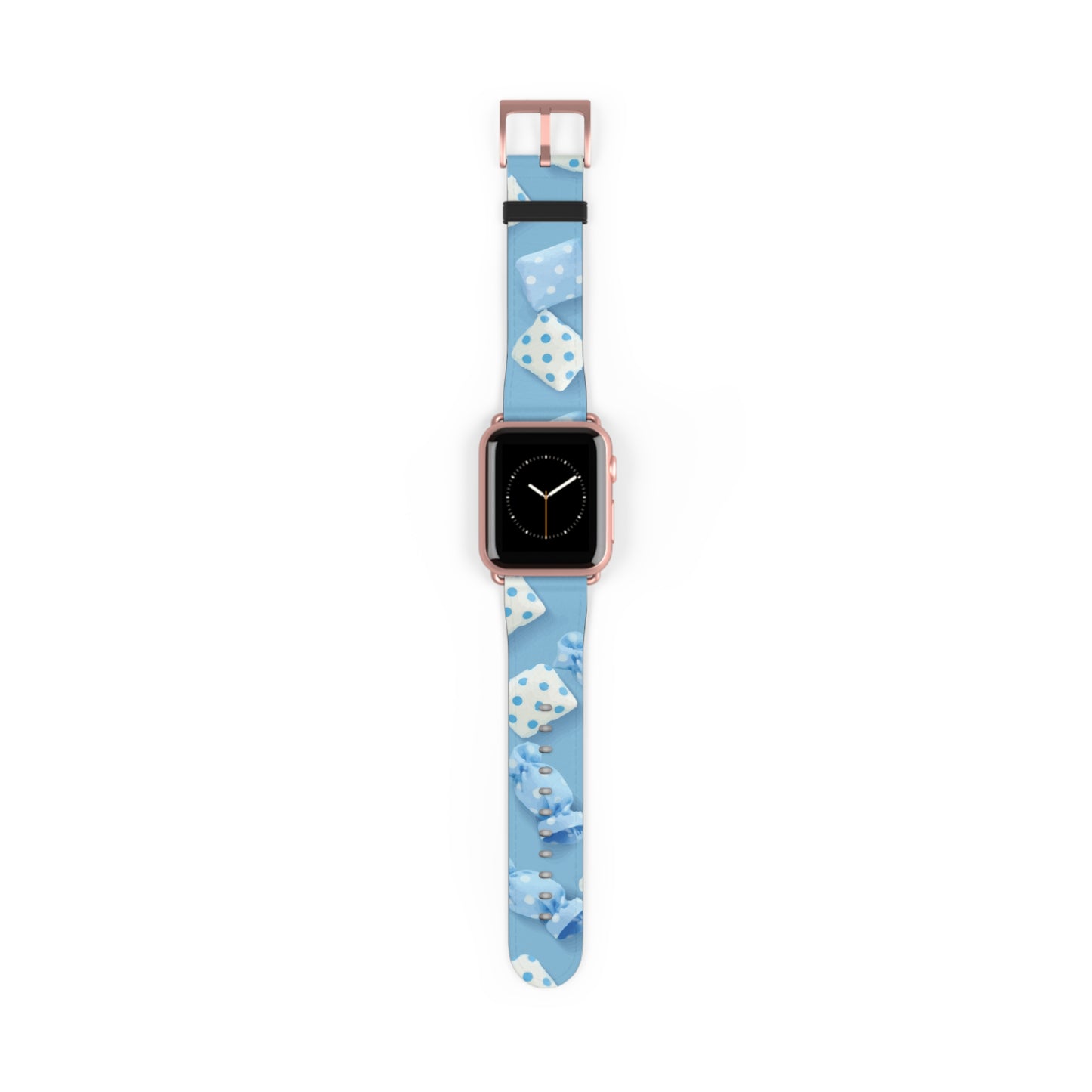 Apple Watch strap in pastel blue candy style, colorful accessory for everyday wear, faux-leather band with steel buckle