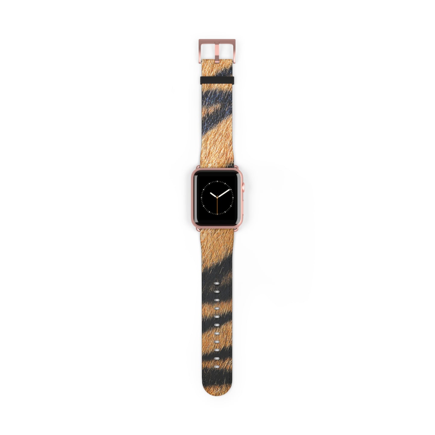Tiger fur Apple Watch band with faux-leather strap, matte buckle, big cat pattern, stylish gift for him or her