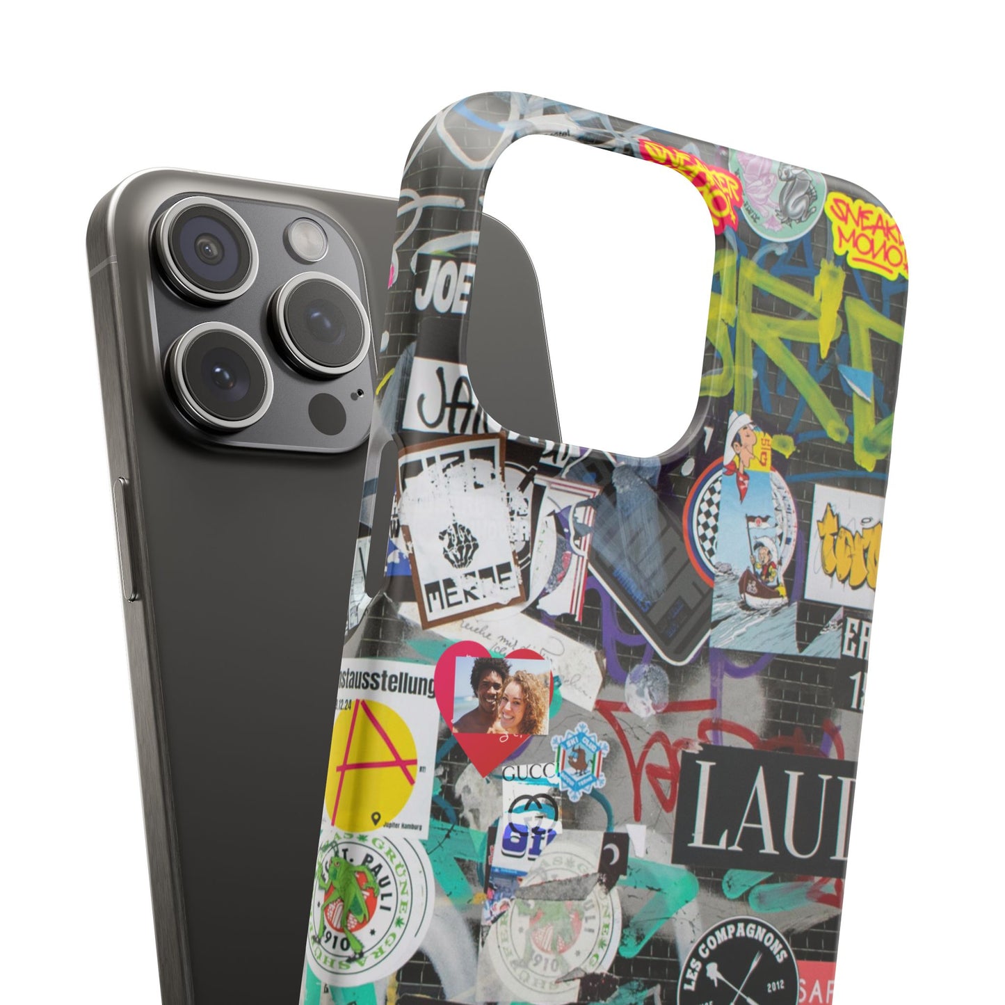 Sticker Bomb Personalised Graffiti Slim Phone Case for Apple iPhone, Samsung Galaxy and Google Pixel.