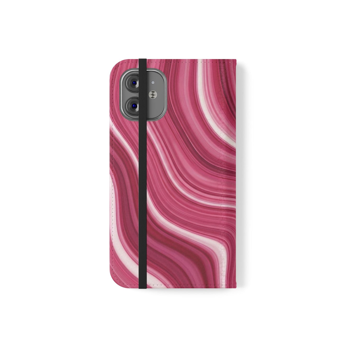 Pink Marble Swirl Flip Case — Wallet Phone Cover with Card Slots