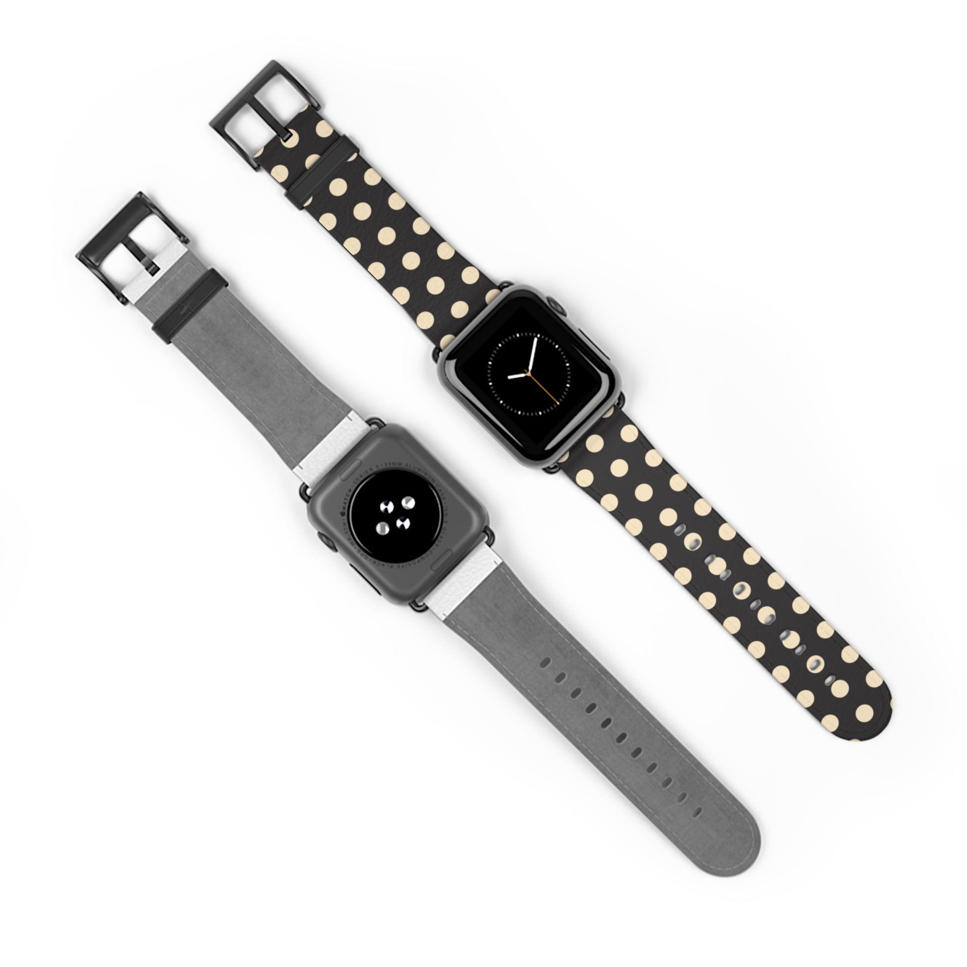 Vintage inspired black and cream polka dot ring holder with magnetic grip, ergonomic design, and retro style