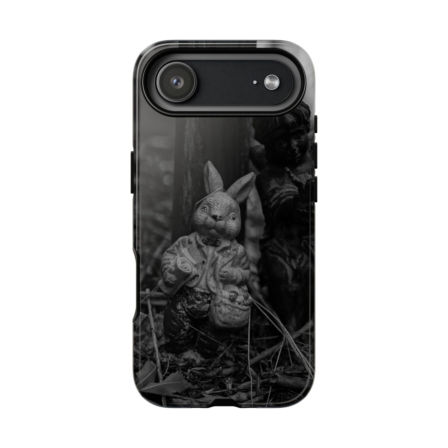 Vintage Gothic Bunny Tough Phone Case — Dark Garden Statue Protective Cover