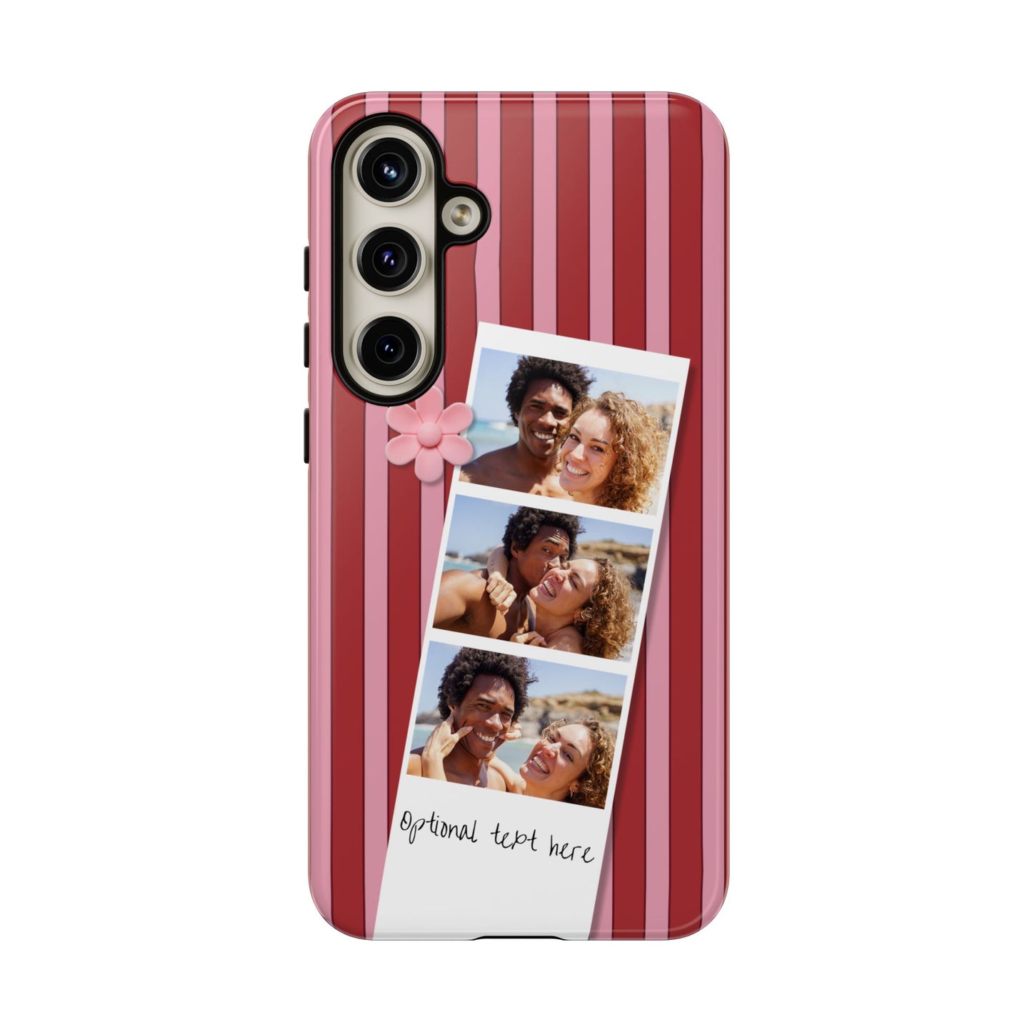 Customisable Three Photo Personalised Collage Tough Phone Case for Apple iPhone, Samsung Galaxy and Google Pixel.