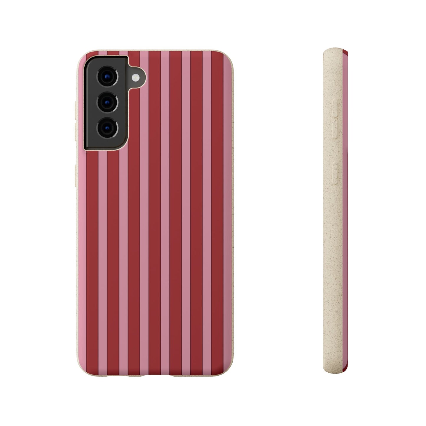 Biodegradable Phone Case — Red Vertical Stripe Eco Protective Cover for Apple iPhone and Samsung Galaxy.