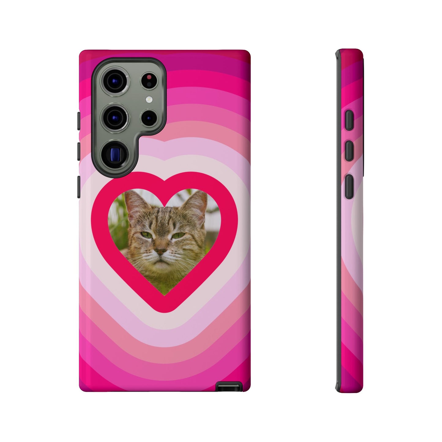 Single Image Personalised  Heart Photo Phone Case – Pink Gradient Love Tough Case for Apple iPhone, Samsung Galaxy and Google Pixel.
