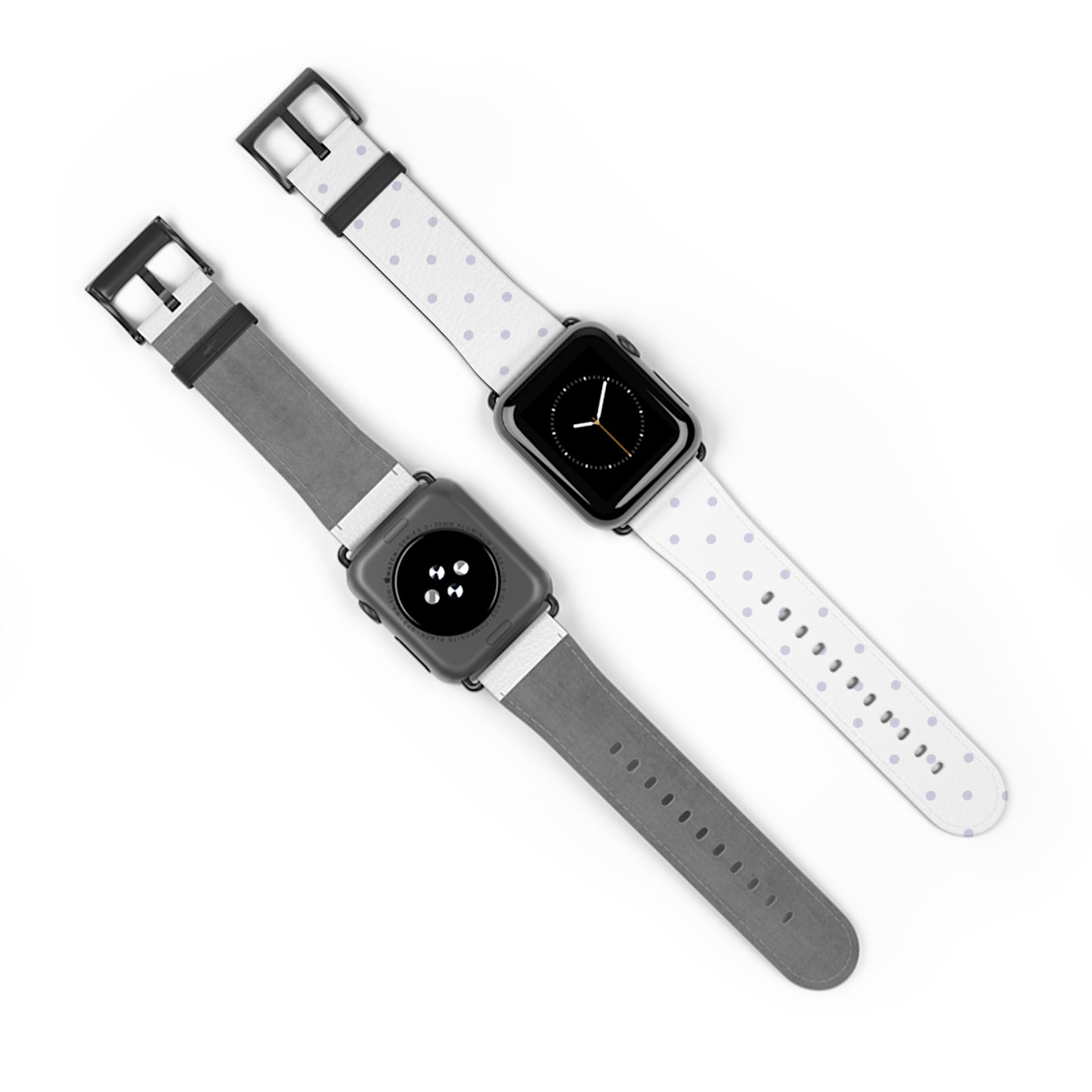 apple watch band with white polka dot design, minimal lavender dots, cute women’s casual watch strap