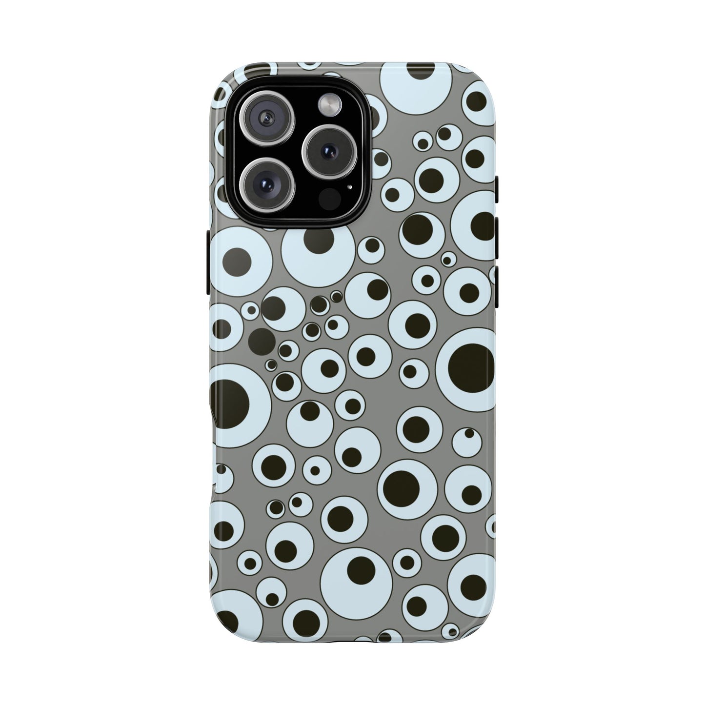 Bubble Pattern Tough Phone Case – Grey Retro Polka-Dot Design
