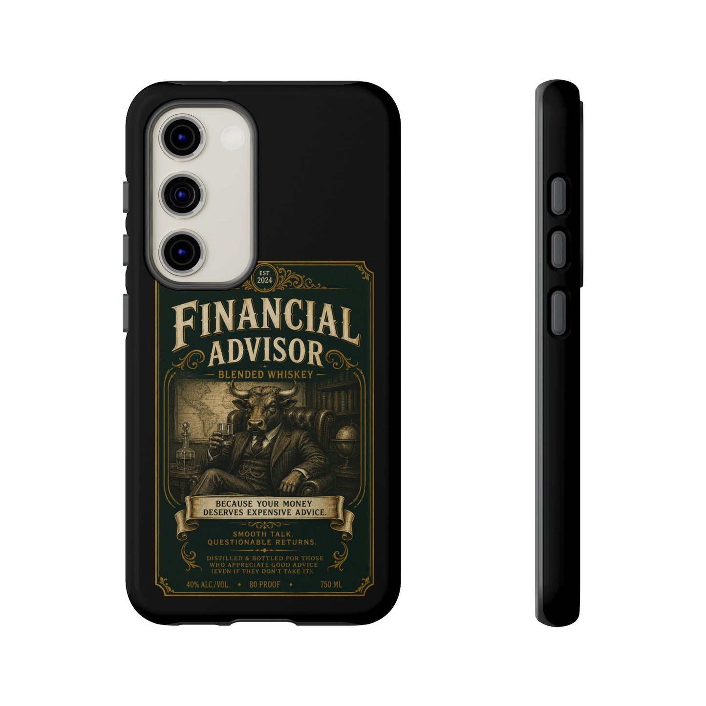 Financial Advisor Phone Case — Vintage Whiskey Label Design