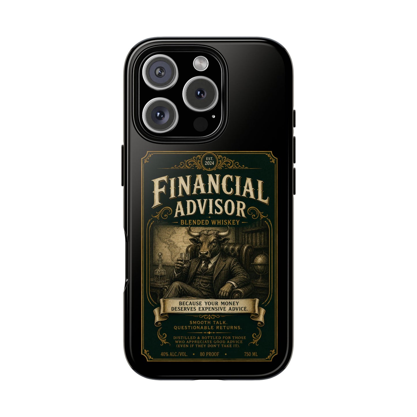 Financial Advisor Phone Case — Vintage Whiskey Label Design