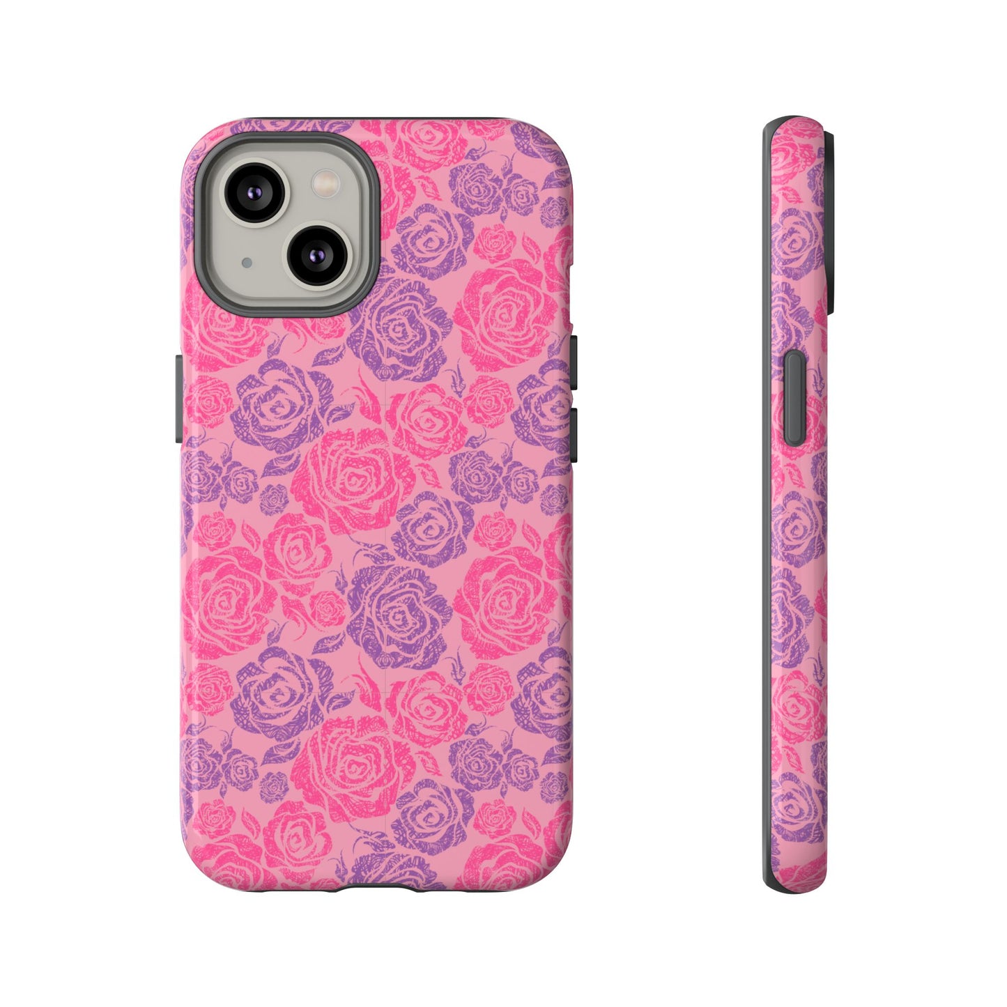 Pink & Lavender Rose Pattern Tough Phone Case