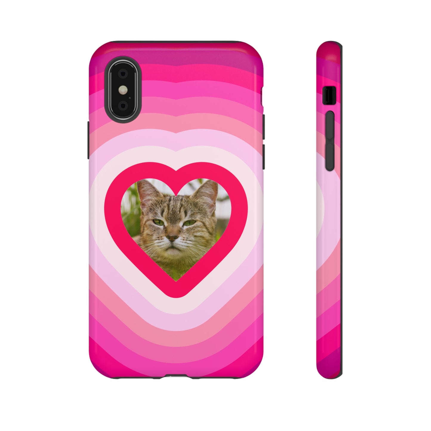 Single Image Personalised  Heart Photo Phone Case – Pink Gradient Love Tough Case for Apple iPhone, Samsung Galaxy and Google Pixel.