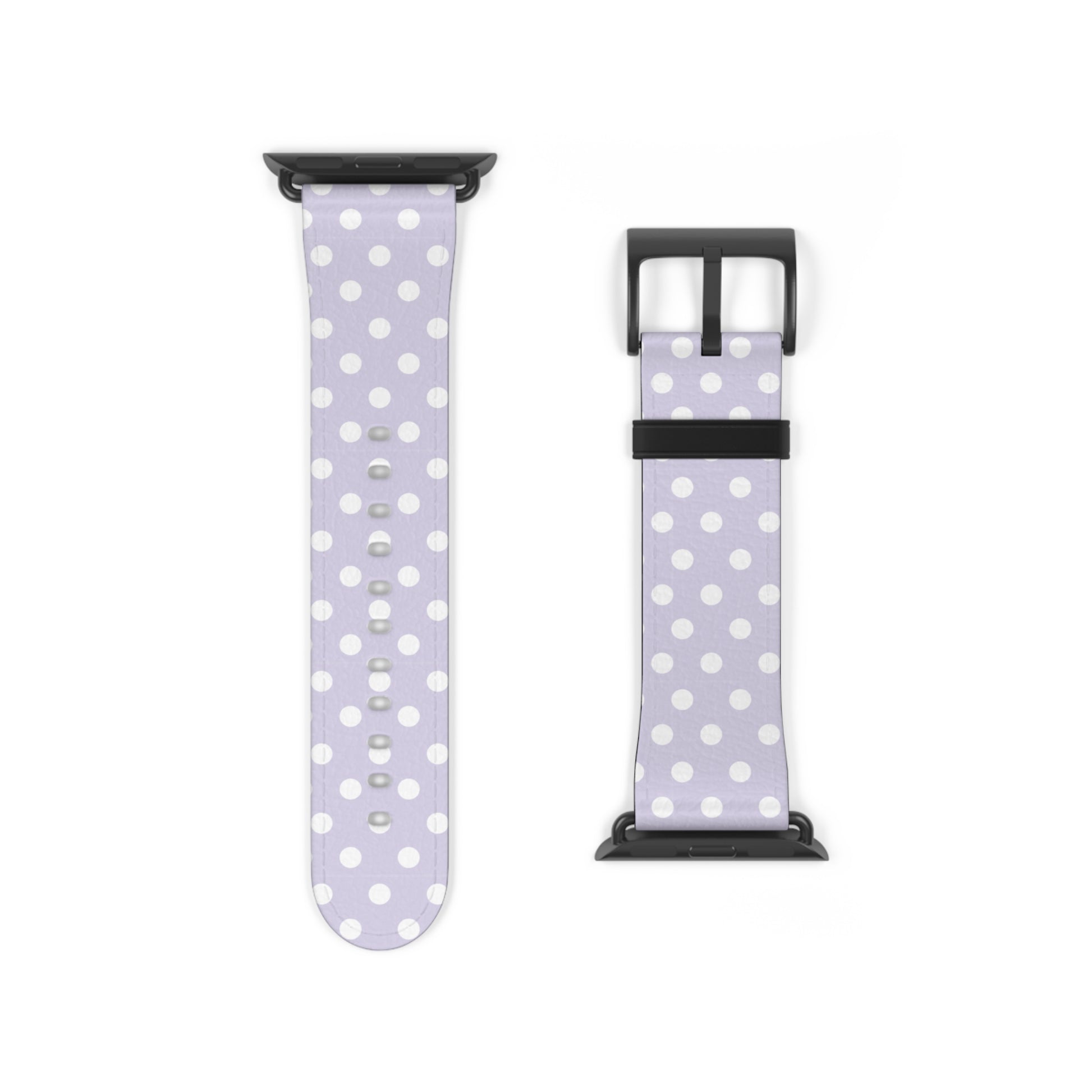 apple watch band in lavender polka dot faux leather, cute watch band for women, pastel spring accessory
