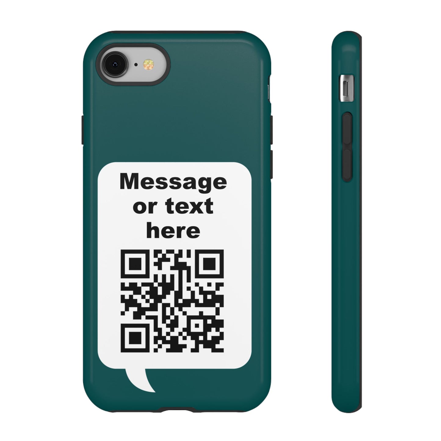 Custom QR Code Tough Phone Case — "Custom text" Contact Case