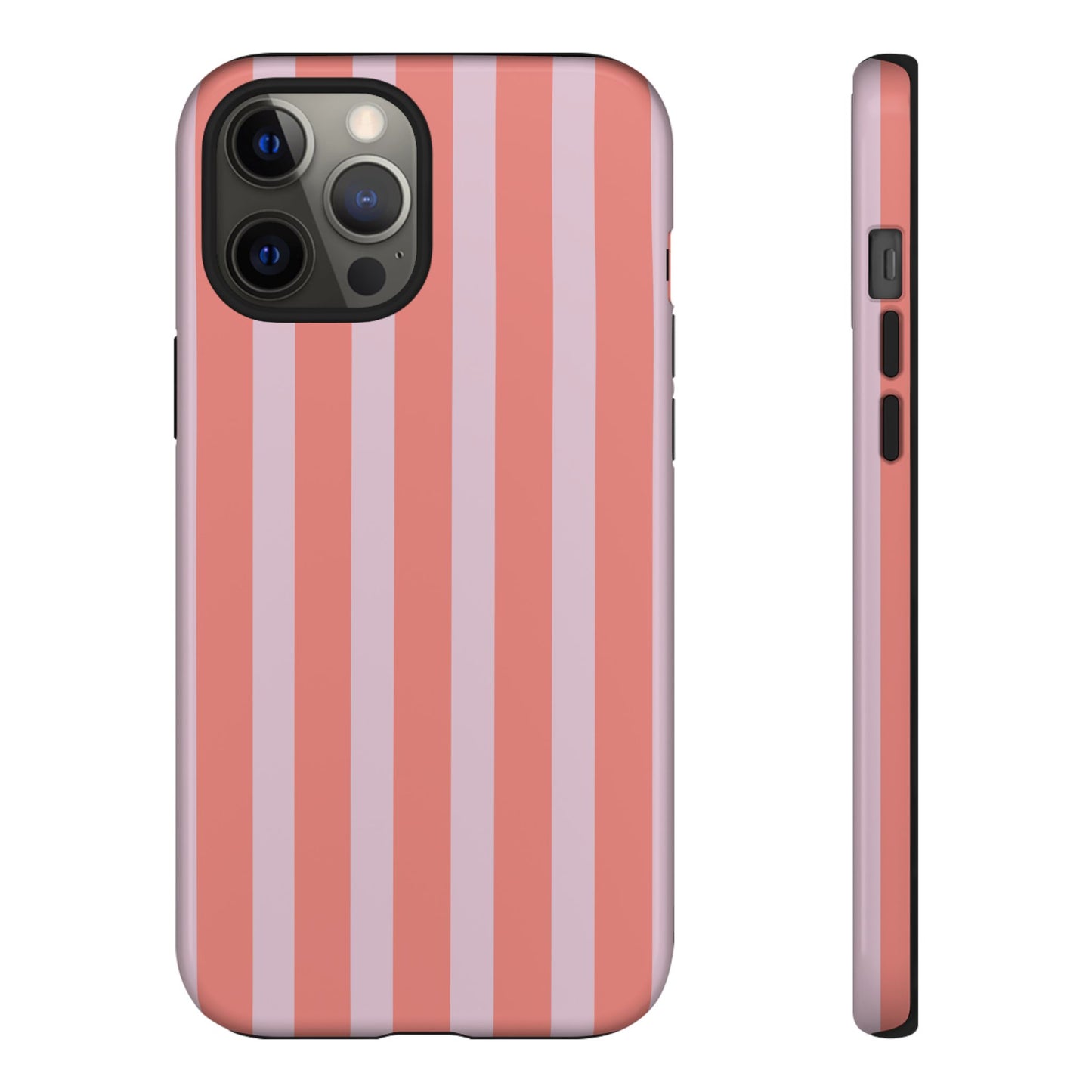 Pink Striped Tough Phone Case — Durable Protective Cover