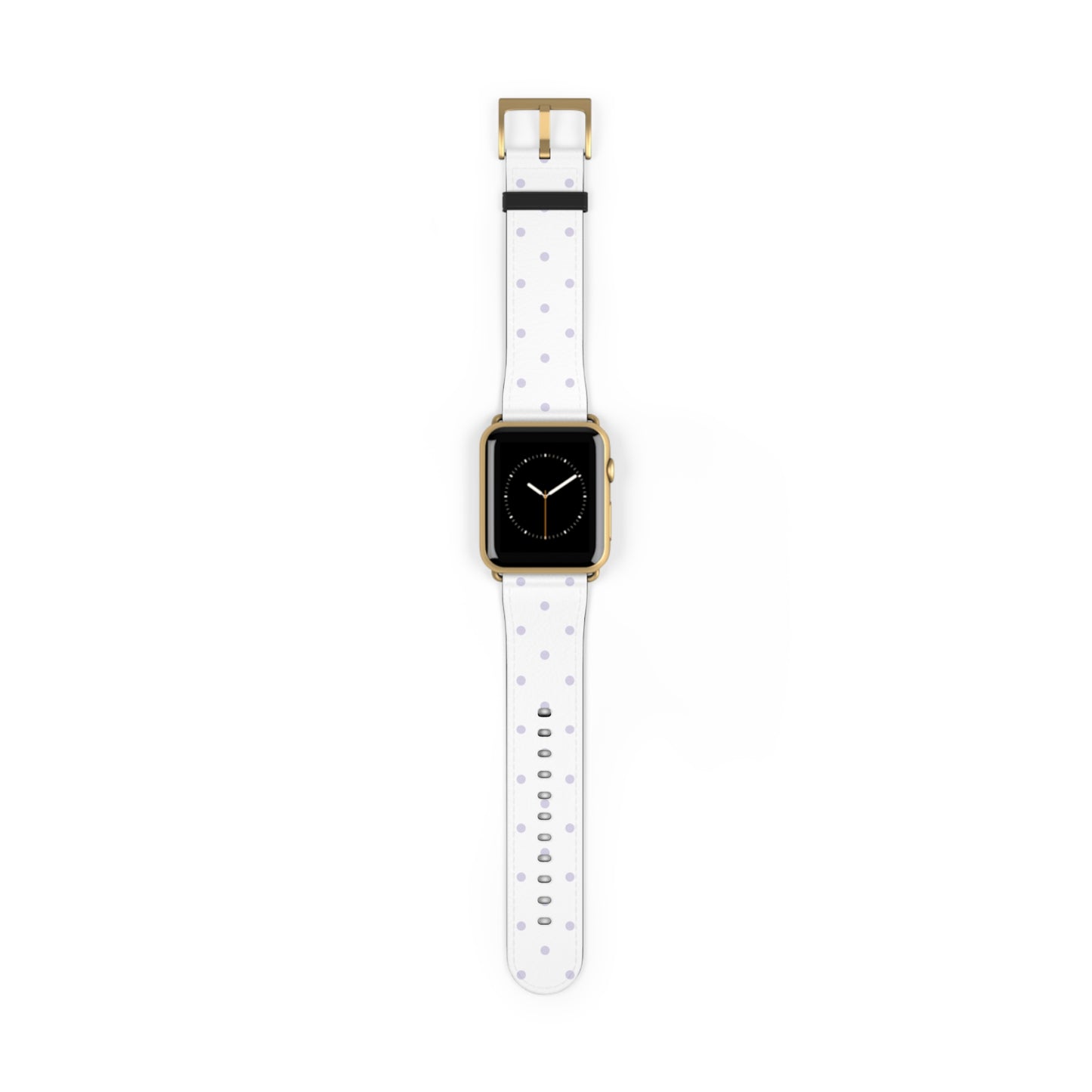 apple watch band with white polka dot design, minimal lavender dots, cute women’s casual watch strap