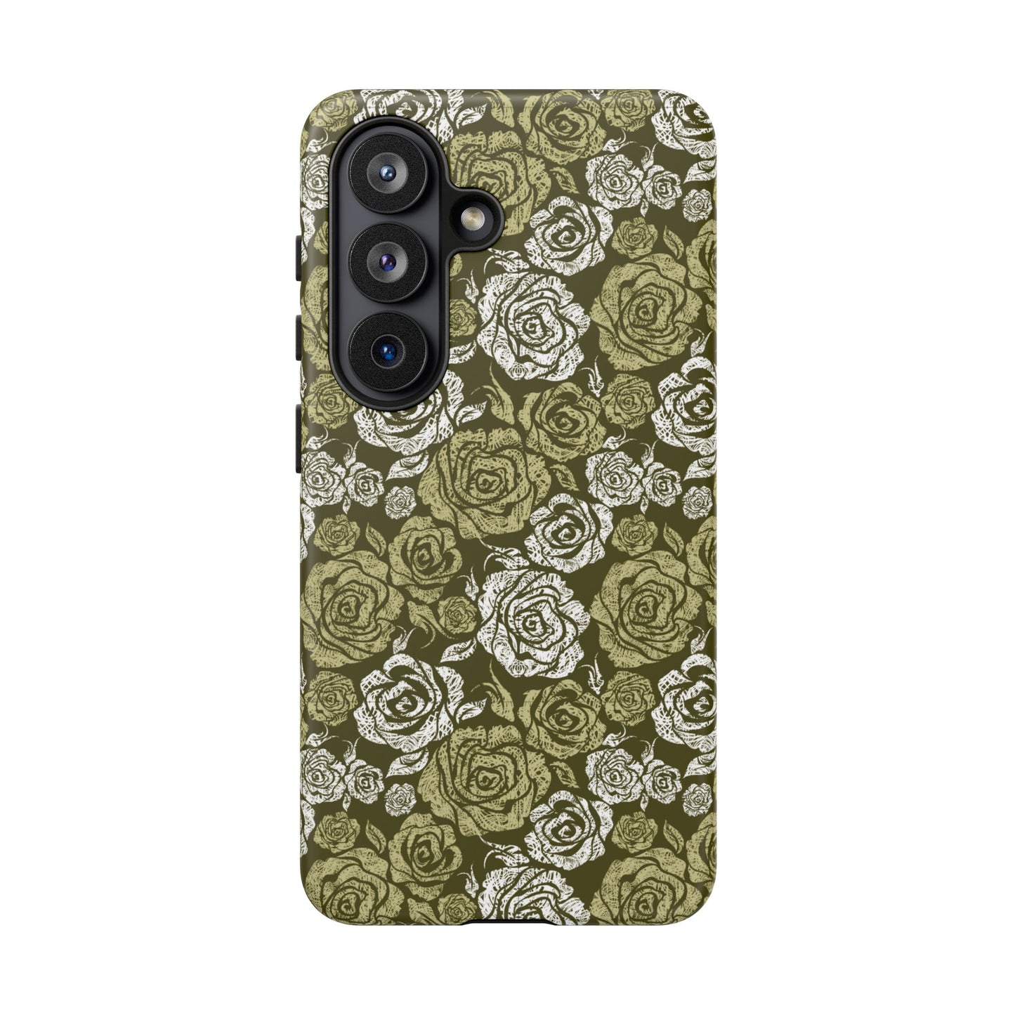 Floral Olive Rose Pattern Tough Phone Case