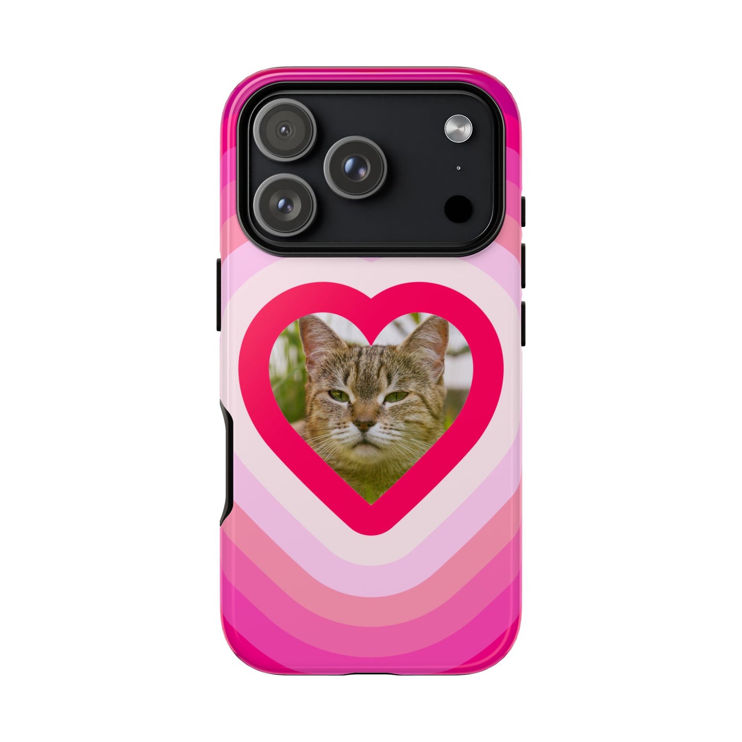 Single Image Personalised  Heart Photo Phone Case – Pink Gradient Love Tough Case for Apple iPhone, Samsung Galaxy and Google Pixel.