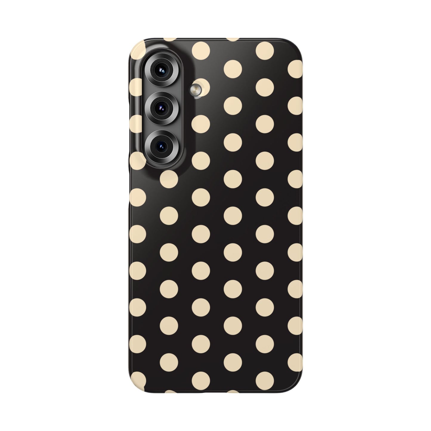Polka Dot Snap Phone Case — Classic Black & Cream Retro Dots
