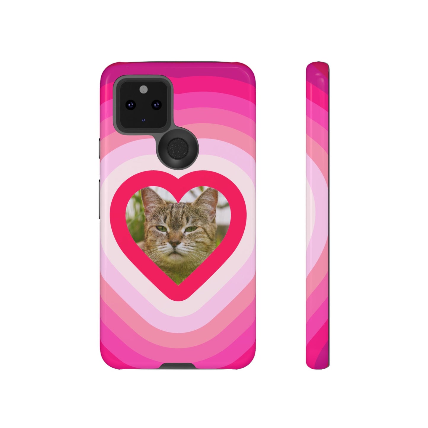 Single Image Personalised  Heart Photo Phone Case – Pink Gradient Love Tough Case for Apple iPhone, Samsung Galaxy and Google Pixel.