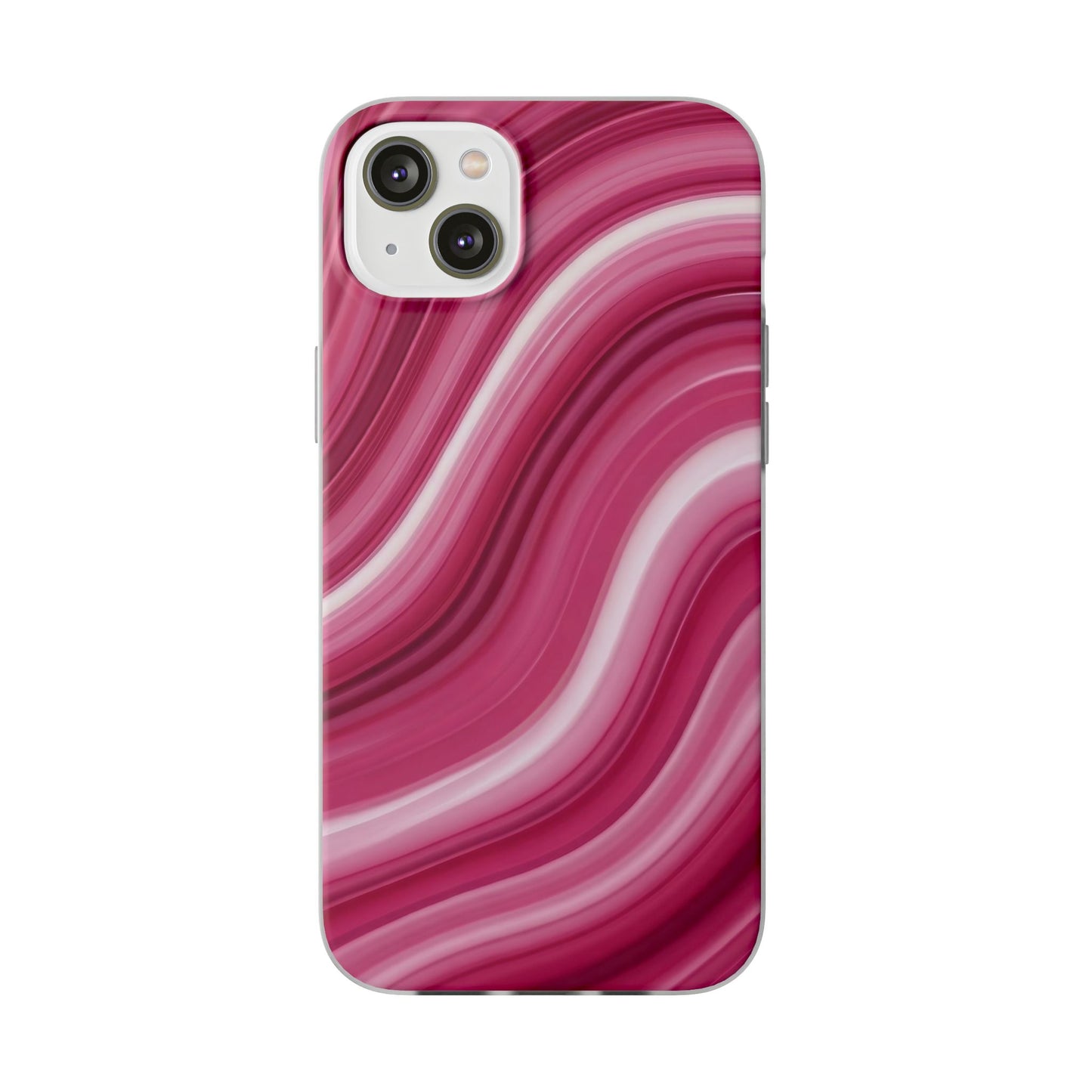 Pink Marble Wave Phone Case — Abstract Swirl Flexi Case for Apple iPhone, Samsung Galaxy.