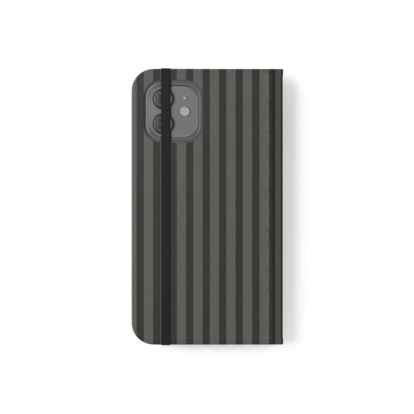 Striped Gray Flip Phone Case — Wallet Flip Case with Card Slots