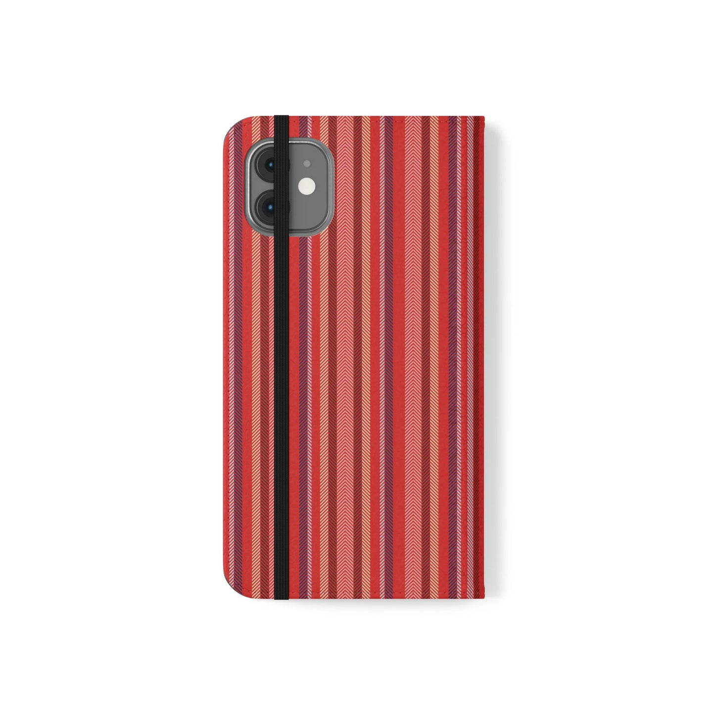 Red Stripe Flip Phone Case – Protective Wallet Folio with Card Slots