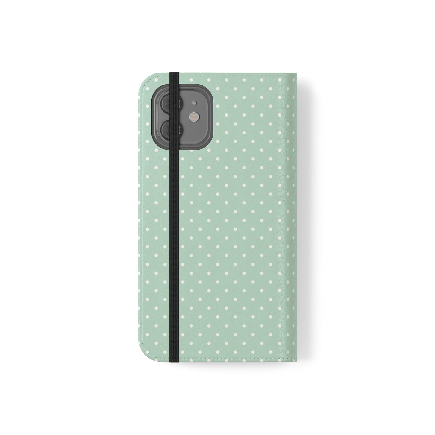 Polka Dot Flip Phone Case — Pastel Green-White Polka Dot Wallet Cover