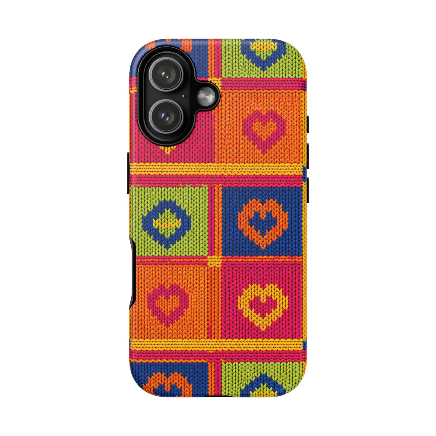 Retro Knit Pattern Heart Patch Tough Phone Case