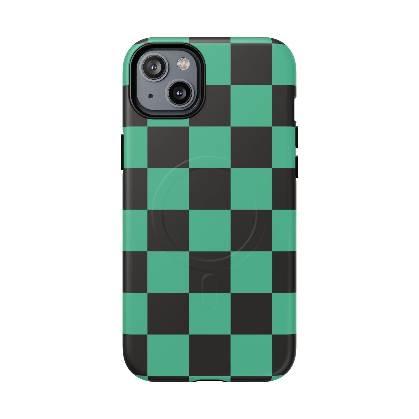 Tanjiro Magnetic Phone Case — Green and Black Chequered Tough Protective MagSafe Case