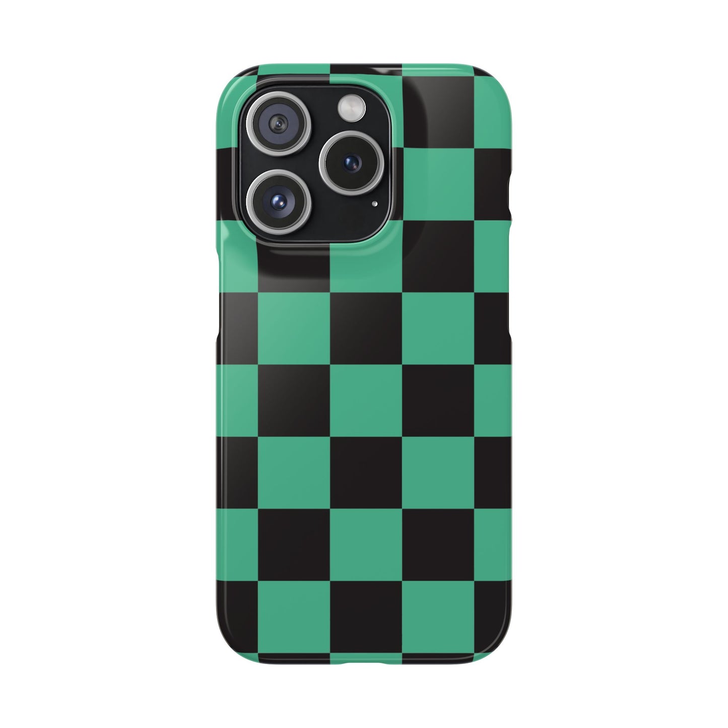 Checkered Teal Snap Case — Black & Teal Phone Cover
