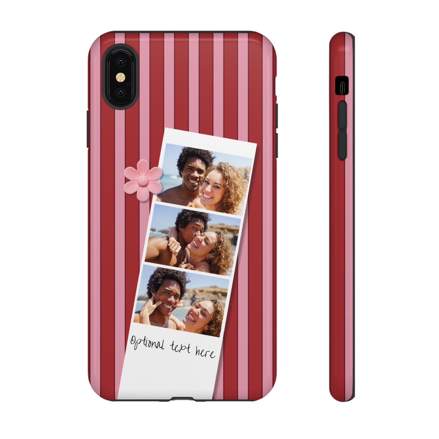 Customisable Three Photo Personalised Collage Tough Phone Case for Apple iPhone, Samsung Galaxy and Google Pixel.